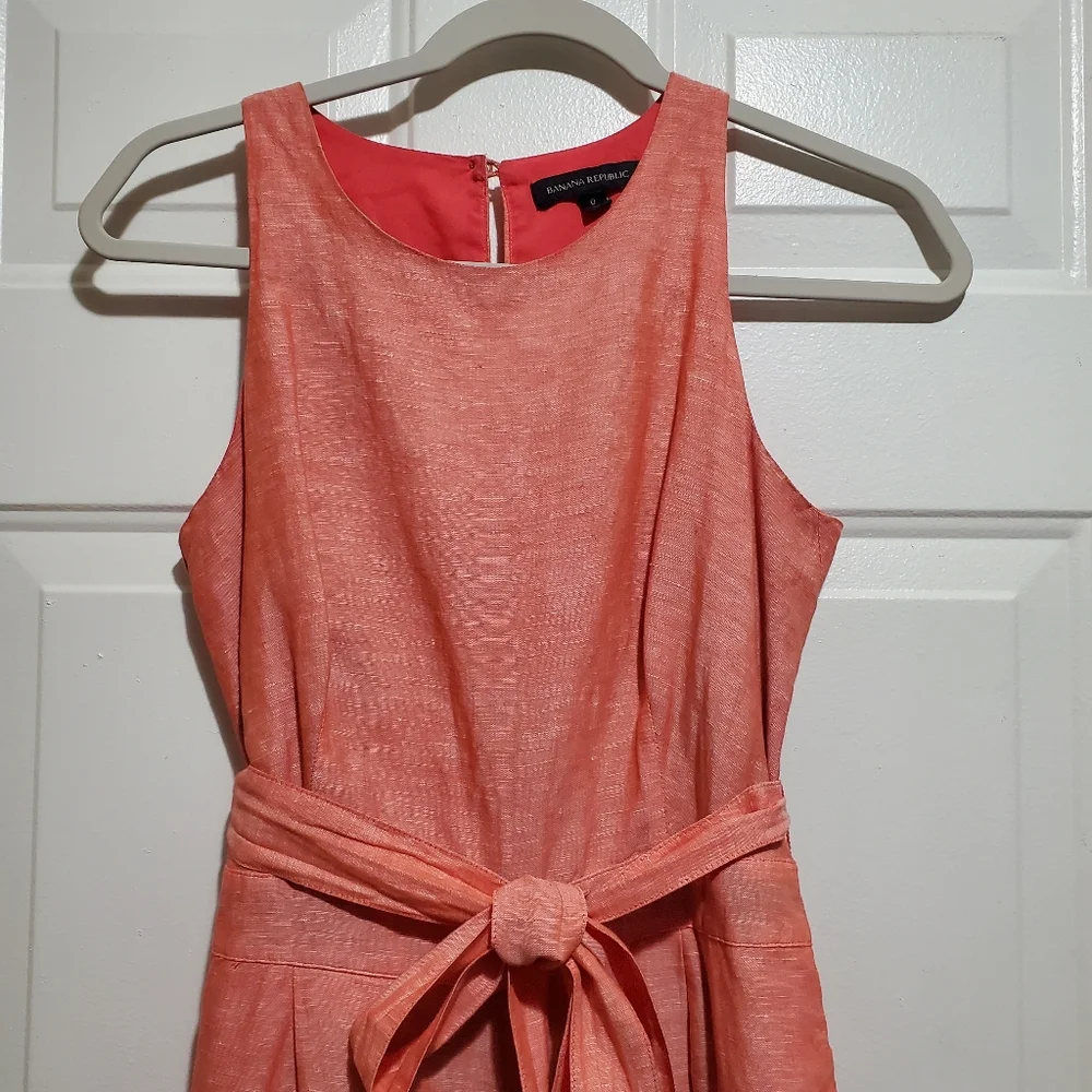 Banana Republic Linen Blend Sleeveless Cropped Wide Leg Jumpsuit Size 0